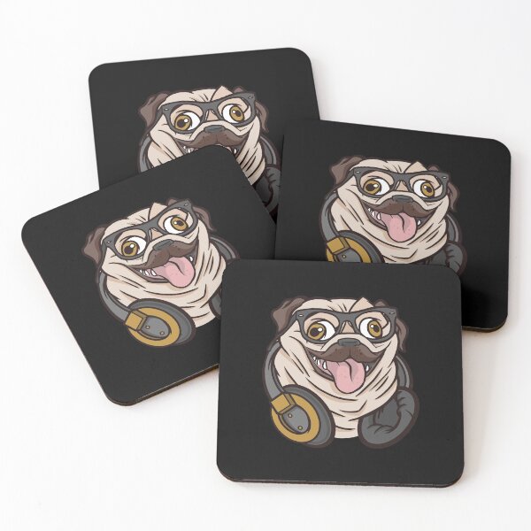 Item preview, Pug with glasses and headphones designed and sold by DerSenat.