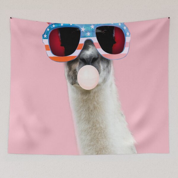 Item preview, Bubble gum llama with sunglass in pink  designed and sold by ESCAPZ.