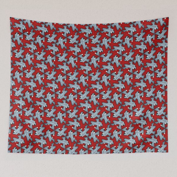 Item preview, Flying Fish Tessellation - Red and Blue designed and sold by DaveSavageArt.