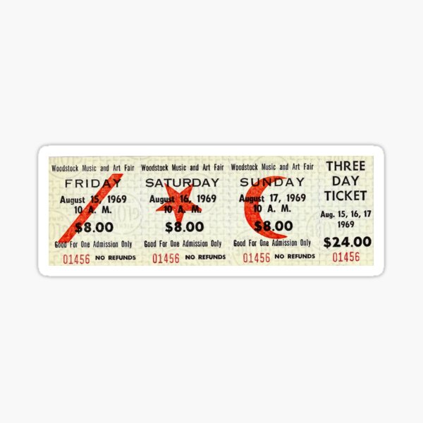 WOODSTOCK 1969 3-TÄGIGES KONZERTTICKET Sticker