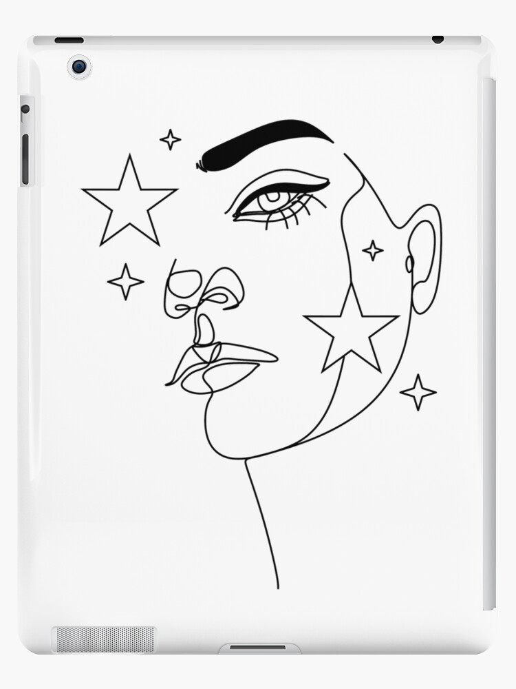 Printable Girl Portrait Line Illustration, Abstract Minimalism Face Drawing  In Lines, Female Sketch, Minimalist Beautiful Woman Art. iPad Case & Skin  for Sale by OneLinePrint