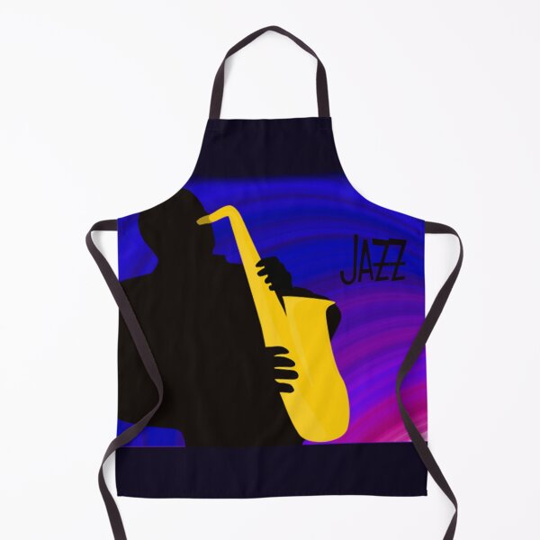 Item preview, Silhouette of a Jazz Saxophone Player, Purple Blue Background designed and sold by ibadishi.