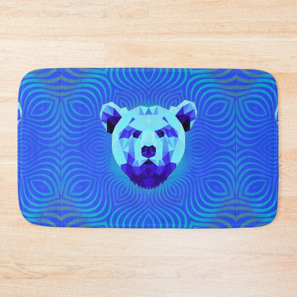 Item preview, Geometric Boisterous Bear - Ice Cold Wavy Blue designed and sold by NoMatterLab.