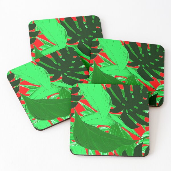 Item preview, HolidayTropical Jungle Leaves - Green and Red designed and sold by AlteredAtelier.