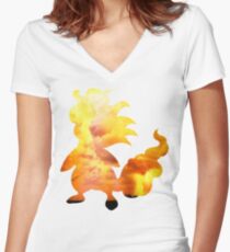 Mega Ampharos used Thunder Women's Fitted V-Neck T-Shirt