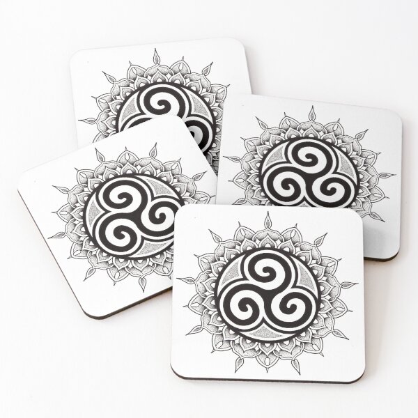 Item preview, Celtic Triskelion mandala in pen and ink dotwork designed and sold by René Voortwist Pen and Ink art.