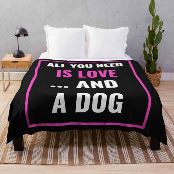 Item preview, All you need is love ... and a dog! Text only design. Pink / purple and white. designed and sold by JellyBeenzz.