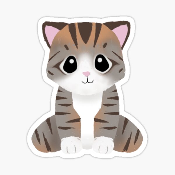 Cute Tabby Cat Front View Sticker