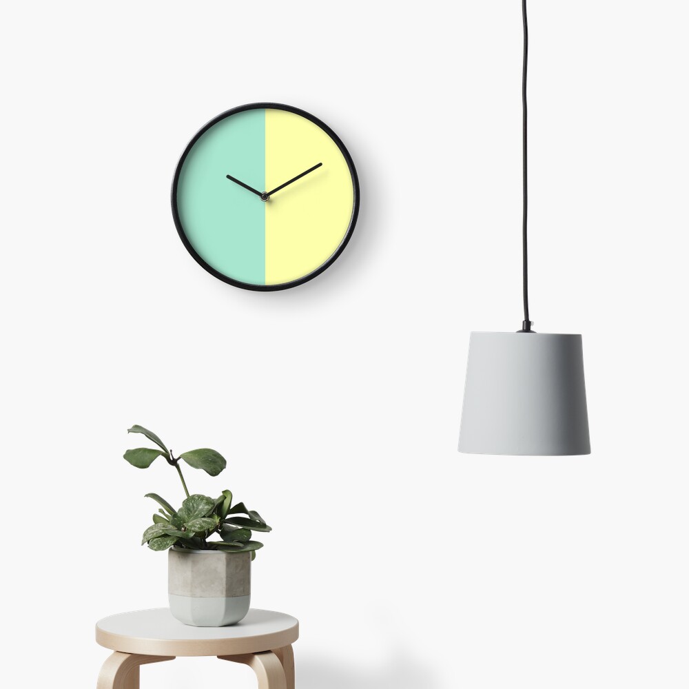 Pastel Green and Yellow Split Clock