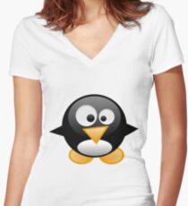 penguin work 1 Women's Fitted V-Neck T-Shirt
