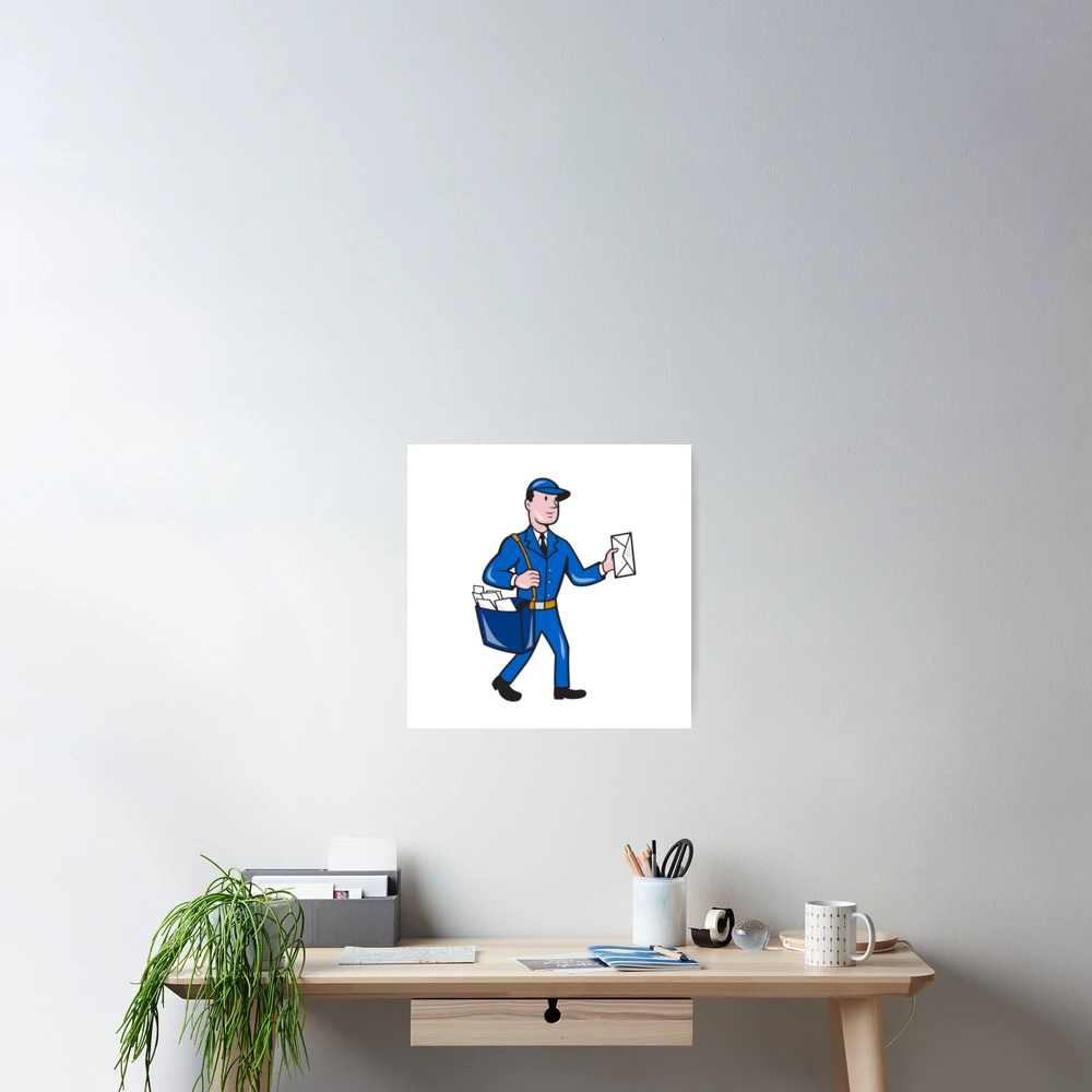 Mailman Postman Delivery Worker Isolated Cartoon | Poster