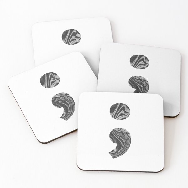 Item preview, Black Halftone Marble Semicolon designed and sold by bynole.