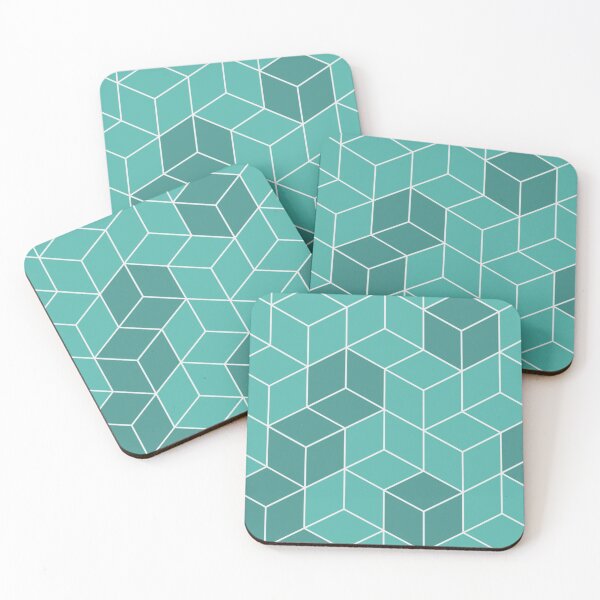 Item preview, Teal Cubes Pattern designed and sold by Doodlehub.