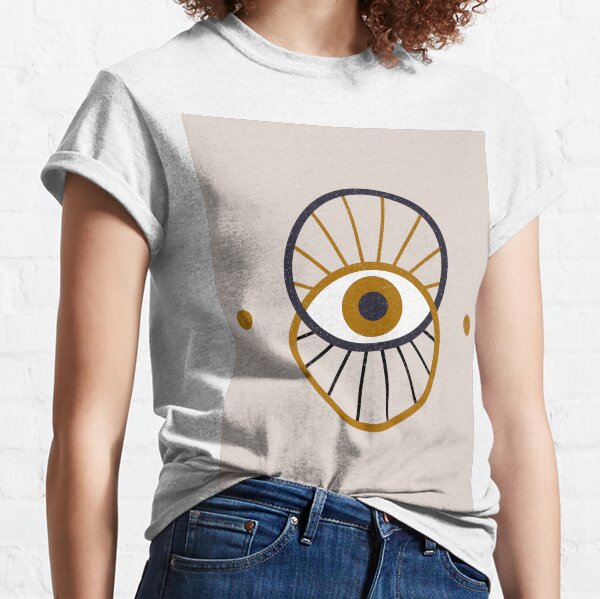 Mystical Eyeball Magical Zodiac Astrological Symbol Minimalist Bohemian Boho Neutral Colors Classic T-Shirt