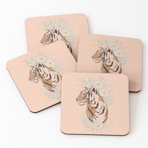 Item preview, Painted Tiger with Flowers designed and sold by dplachkinova.