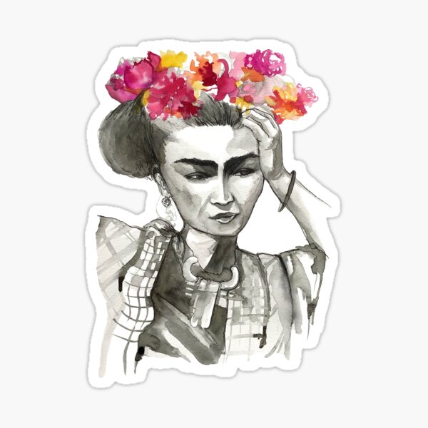 Portrait iconique de Frida Kahlo en peinture aquarelle Sticker