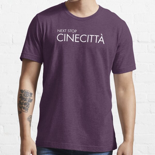 Next Stop Cinecittà White Text Essential T-Shirt