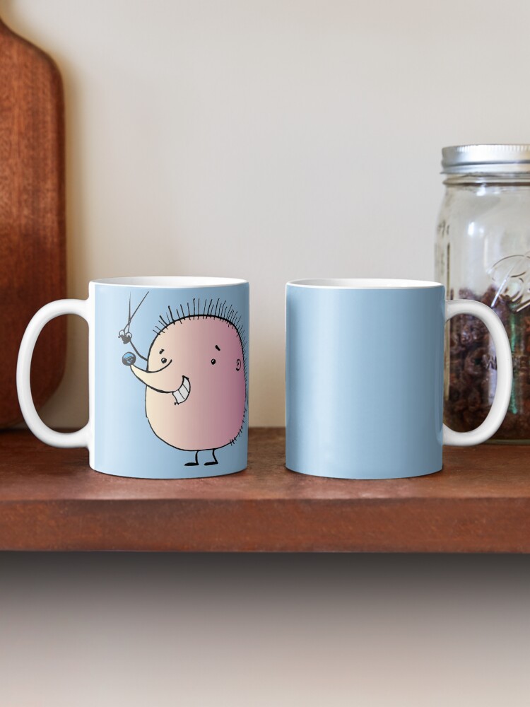 Alternate view of hedgehog hairdresser with scissors and a hair comb Mug