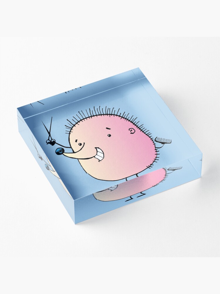 Alternate view of hedgehog hairdresser with scissors and a hair comb Acrylic Block