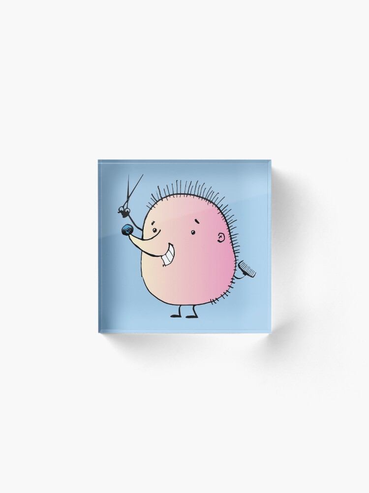 Alternate view of hedgehog hairdresser with scissors and a hair comb Acrylic Block