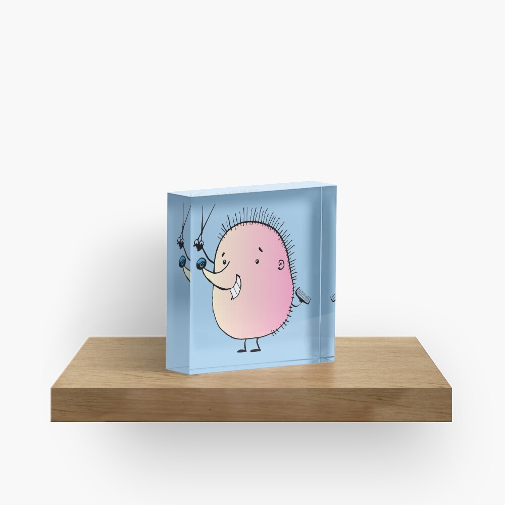 hedgehog hairdresser with scissors and a hair comb Acrylic Block