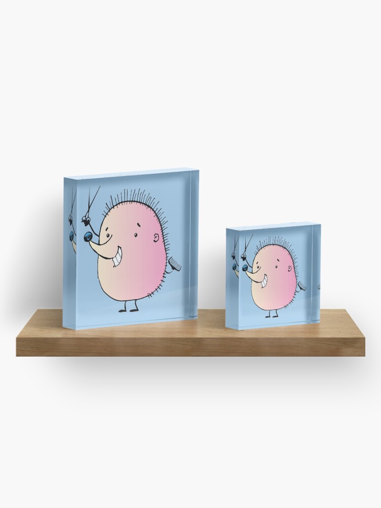Alternate view of hedgehog hairdresser with scissors and a hair comb Acrylic Block