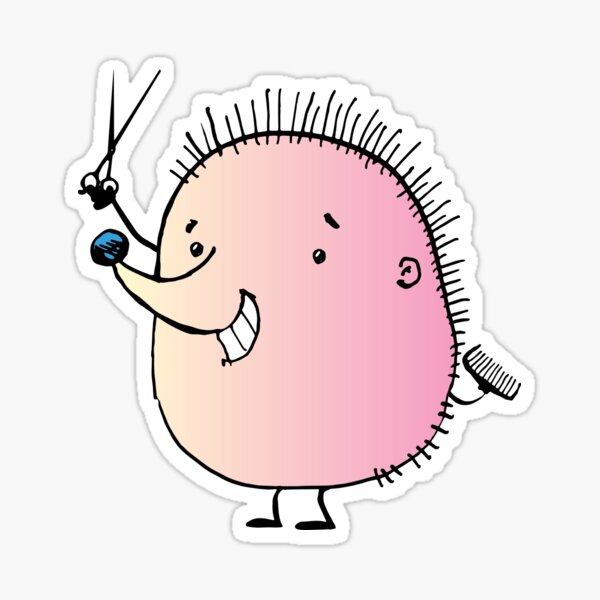 hedgehog hairdresser with scissors and a hair comb Sticker