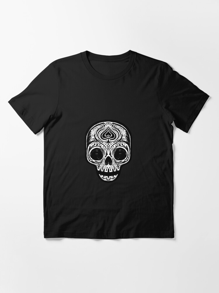 Thumbnail 2 of 7, Essential T-Shirt, Sugar Skull - Black White designed and sold by Rudy Faber.