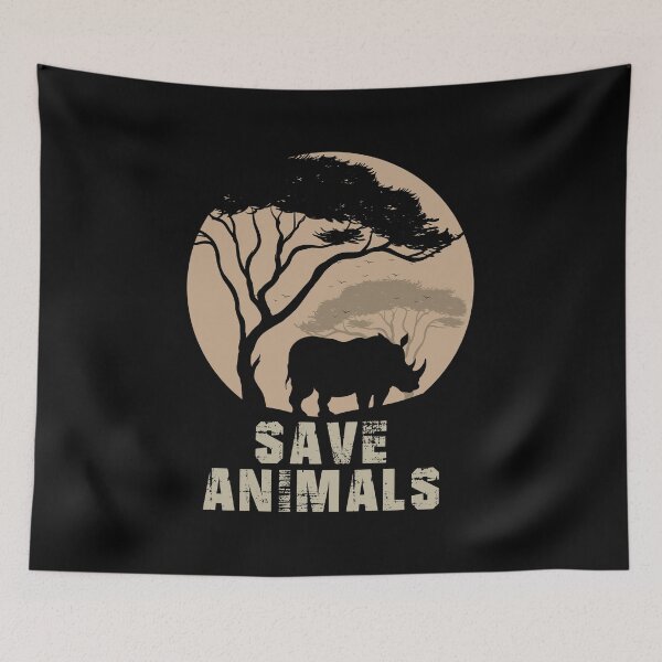 Item preview, Save animals, rhino, animal welfare, vegan, gift idea designed and sold by ThommyBLN.