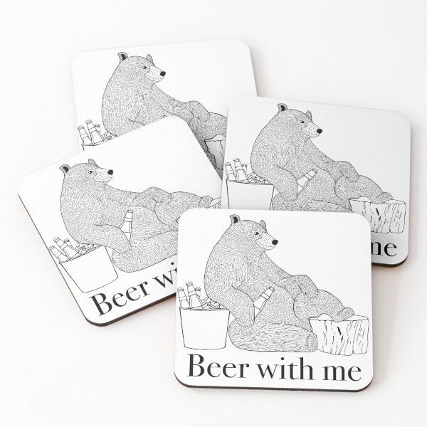 Item preview, Beer with me, bear holds beer and relaxes designed and sold by KlaraMacinka.