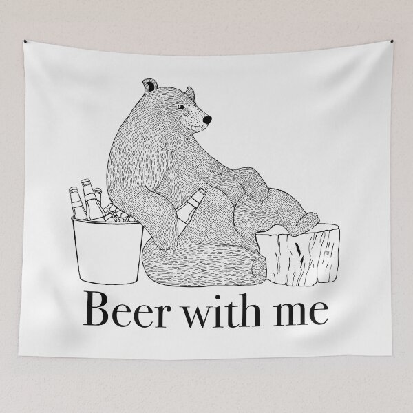 Item preview, Beer with me, bear holds beer and relaxes designed and sold by KlaraMacinka.