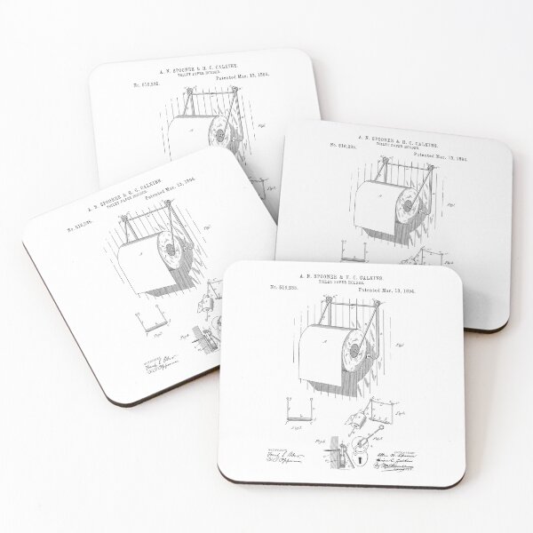 Item preview, Toilet paper holder was invented by A. N. 1894 patent designed and sold by InkedArtPrints.