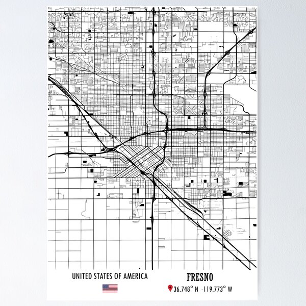 Artikelvorschau, Fresno, USA Road Map Art - Erdtöne entworfen und verkauft von hatimelhag.