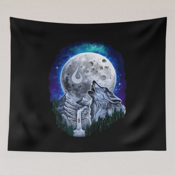 Item preview, a wolf howling waterfall shirt in the moonlight designed and sold by DiamondStore1.