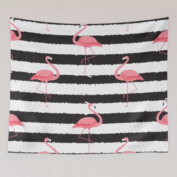 Item preview, Black and White stripes Flamingo designed and sold by munizz.