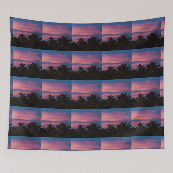 Item preview, Pink and Blue Sky with Palm Trees designed and sold by ArtbyCharmante.