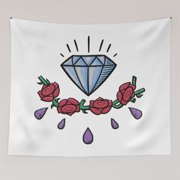 Item preview, Embroidered Diamond with roses and tear drops design. designed and sold by AznavourByKarin.