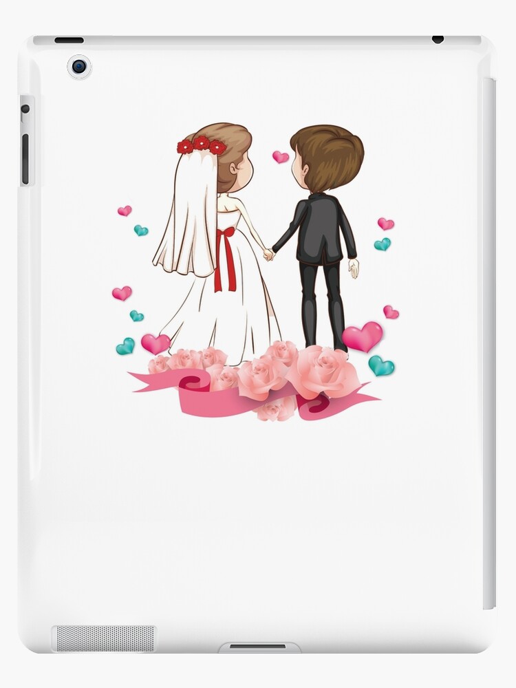 Funda y vinilo para iPad «Amor Romance pareja Matrimonio de dibujos animados,  Pareja de dibujos animados, niño y niña en el gráfico de la boda» de  Bashar-Design | Redbubble