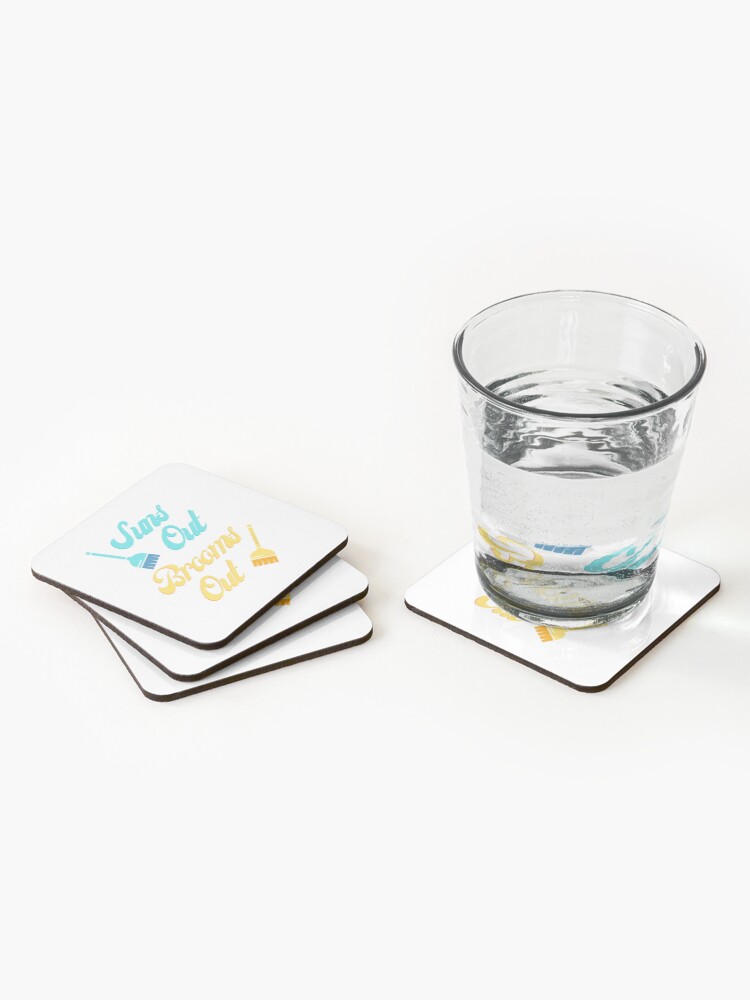 Thumbnail 2 of 5, Coasters (Set of 4), Suns Out Brooms Out, Fun Housekeeping Humor designed and sold by SavvyCleaner.
