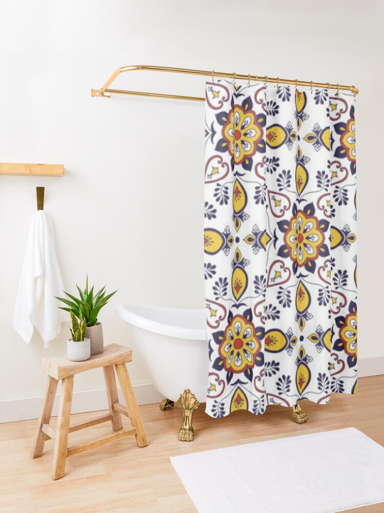 Disover moroccan Floral pattern handmade, Arabic moroccan pattern, vintage art Shower Curtain