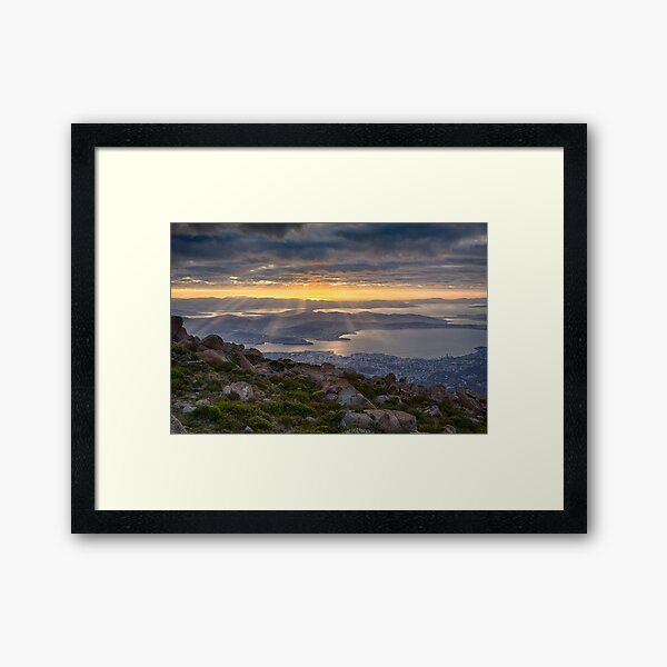 Sunbeams over Hobart, Tasmania Framed Art Print