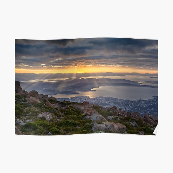 Sunbeams over Hobart, Tasmania Poster