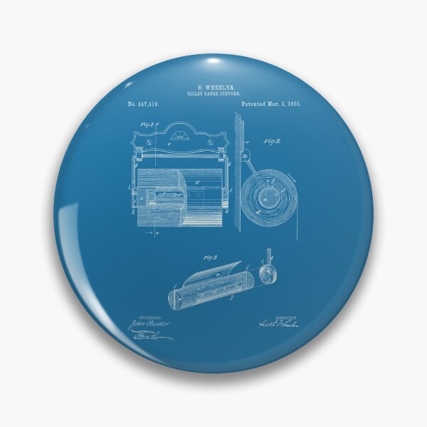 Item preview, Toilet paper fixture 1891 patent white designed and sold by InkedArtPrints.