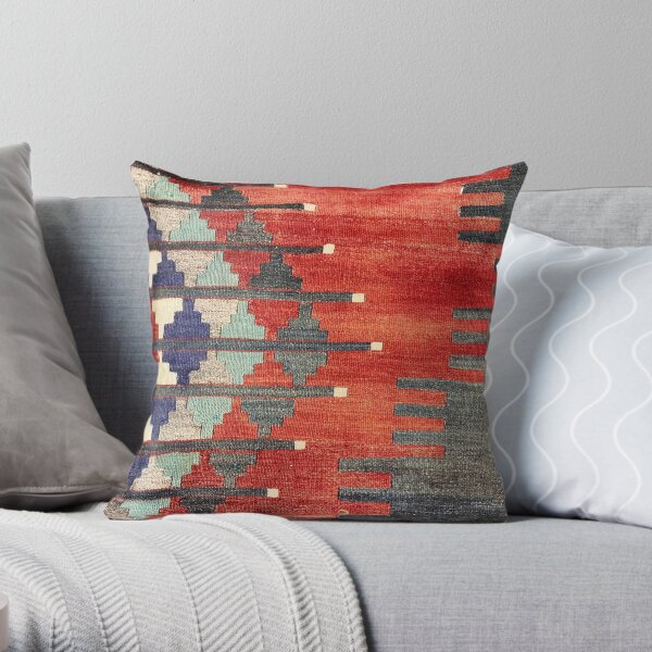 Vintage türkischer dekorativer Kelim, Navaho-Webart, gewebtes aztekisches Textil Dekokissen
