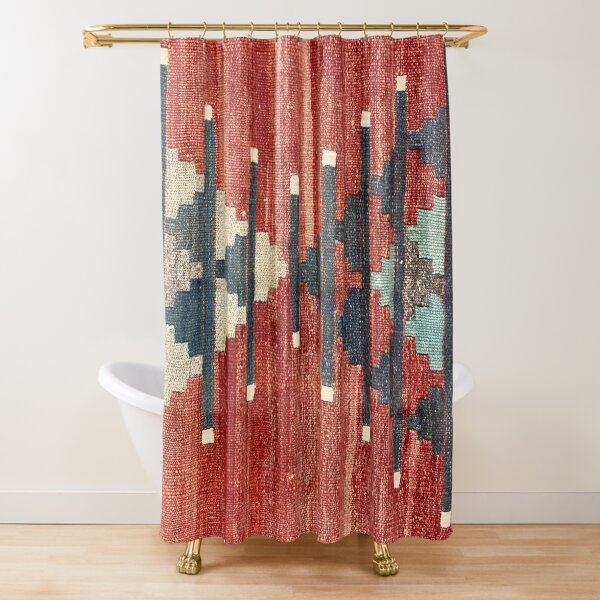 Vintage Kars Decorative Kilim, Navaho Weave, Woven Aztec Textile Shower Curtain