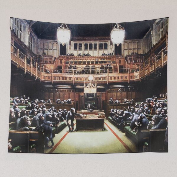 Item preview, Banksy Satire Painting Devolved Parliament - Monkey Parliament  designed and sold by WE-ARE-BANKSY.