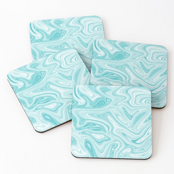 Item preview, Teal Blue White Colored Liquid Marble Effect Pattern designed and sold by Sour Soul.