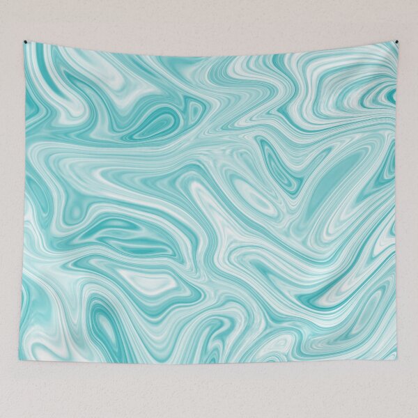 Item preview, Teal Blue White Colored Liquid Marble Effect Pattern designed and sold by Sour Soul.