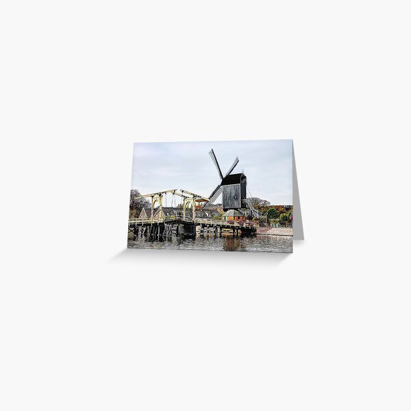 Rembrandtbridge and De Put Windmill Leiden Netherlands Greeting Card