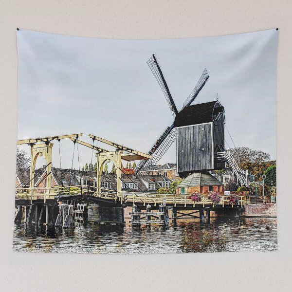 Item preview, Rembrandtbridge and De Put Windmill Leiden Netherlands designed and sold by hendrikjan1958.